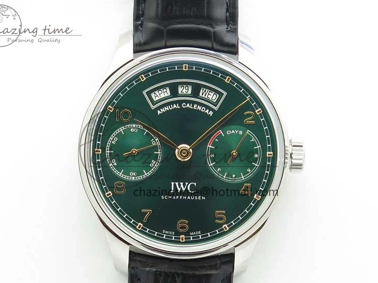 MIROTIME 1230 Portuguese Real PR Real Annual Calendar IW503510 ZF 1:1 Best Edition Green Dial on Black Leather Strap A QuickDry 7097